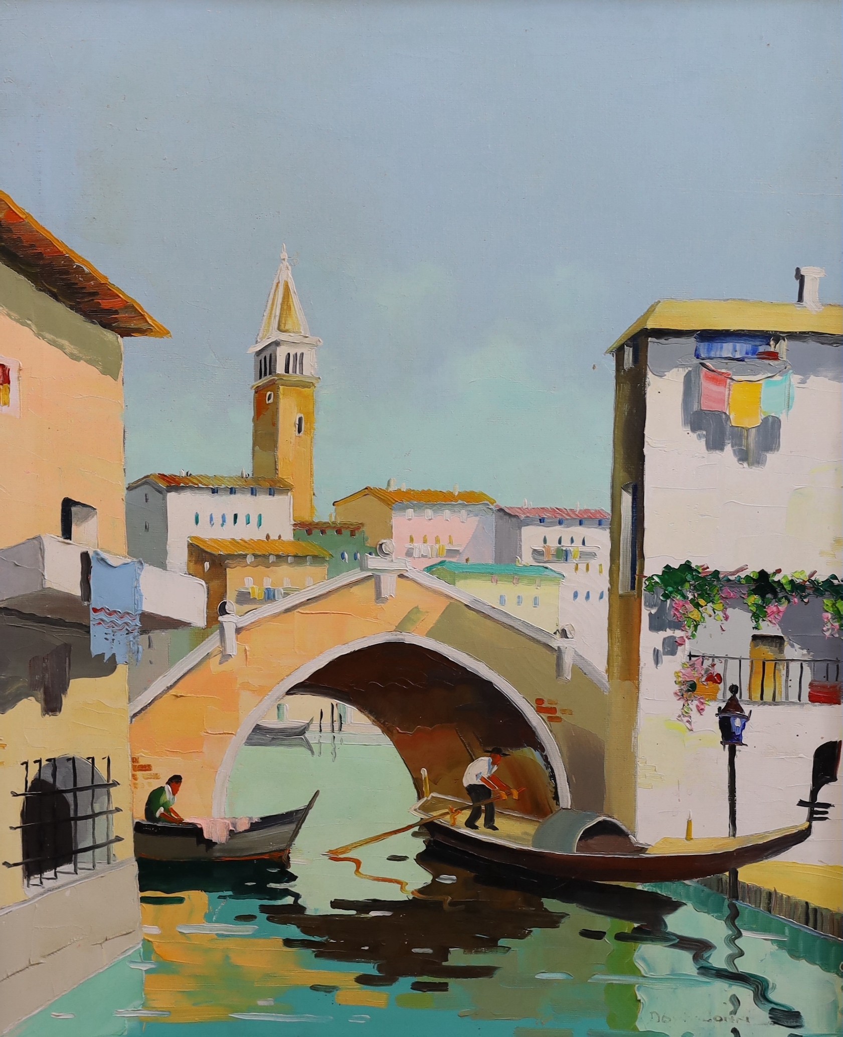 Cecil Rochfort D'Oyly-John (1906-1993), 'Off the Grand Canal, near Place Masco, Venice, Italy', oil on canvas, 60 x 49cm